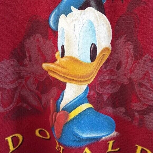 Disney Store Mens Donald Duck Sweatshirt Red Large Pullover Long Sleeve VTG - Picture 3 of 7